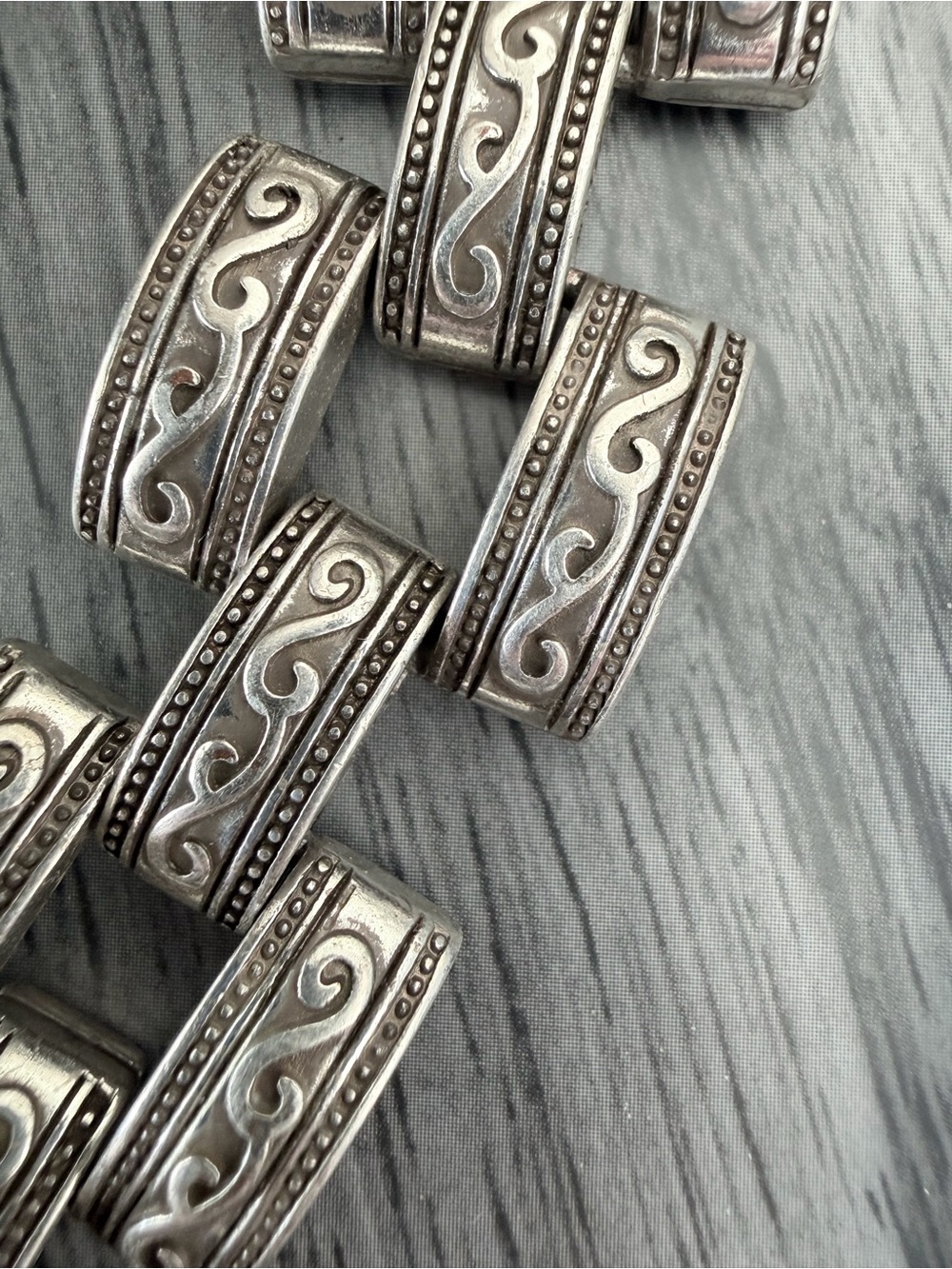 Vintage Silver-Tone Scroll Link Bracelet